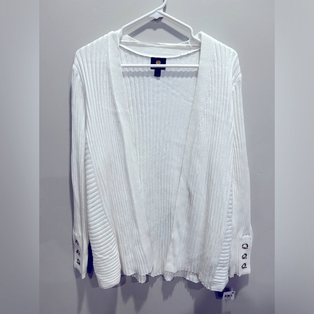 JM Collection Winter White In The Wild Cardigan